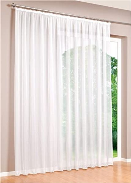 DecoHome24 Gardine Voile 2-teiliges Vorhänge Set (2 St), Kräuselband, halbtransparent, Store