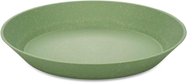 Koziol Tiefer Teller 4er-Set Connect Plate, Suppenteller, Schalen, Kunststoff-Holz-Mix, Nature Leaf Green, 24 cm, 7143703