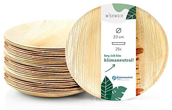 wisefood Einwegteller Palmblatt-Teller, rund, Ø 23x2,5 cm, (25 St)