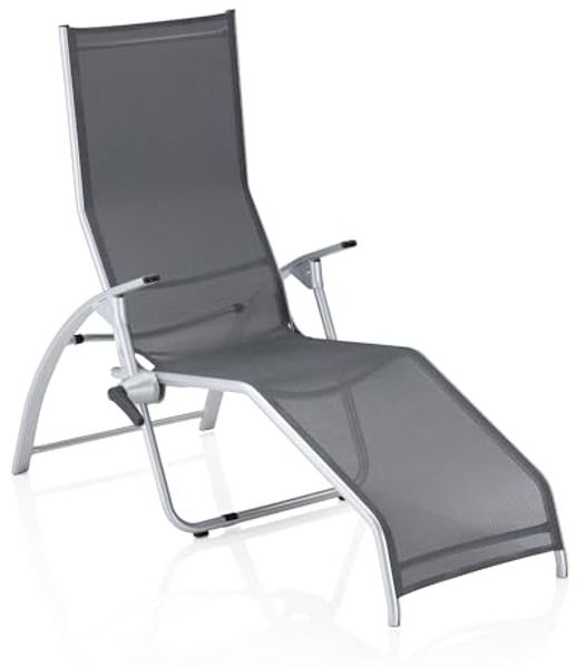 Kettler Bäderliege Tampa Aluminium silber/Outdoorgewebe anthrazit ergonomische Sonnenliege kippbar