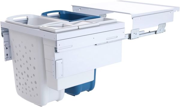 HAILO 3270611 Laundry Carrier 600 mit synchronisiertem Überauszug / TIDY 4-fach Wäschebehälterauszug / Wäschebox / Wäschekorb
