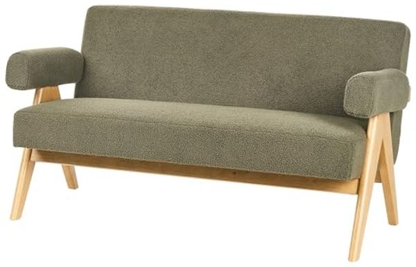 Sofa 2-Sitzer TAMRE Bouclé Grün Hellbraun