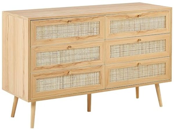 Kommode mit 6 Schubladen PEROTE 75 cm Heller Holzfarbton