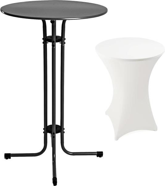 Stehtisch Bistrotisch Metall Garten Tisch Ø 70 cm Bartisch Schwarz inkl. Husse