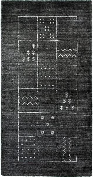 Morgenland Wollteppich - 140 x 70 cm - Dunkelgrau