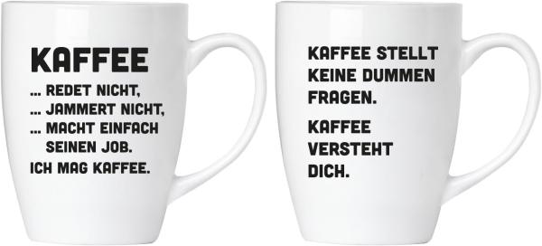 Kaffee jammert nicht! Tassen Set aus Keramik - Grußkarte und Geschenkpackung