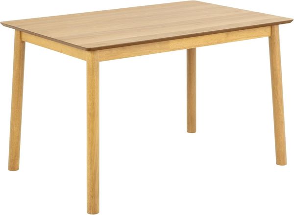 AC Design Furniture Bobby rechteckig Esstisch, Tischplatte matt Eiche SH Lack Furnier, Gestell matt Eiche gebeizt SH Lack Rubberwood mit gerade Maserung, 120 x 80 x 74.8 cm