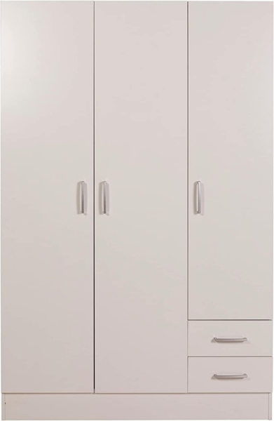 Kleiderschrank mit drei Türen und zwei Schubladen mit Einlegeböden und Kleiderstange, Farbe weiß, Maße 120 x 170 x 50 cm Bild 5