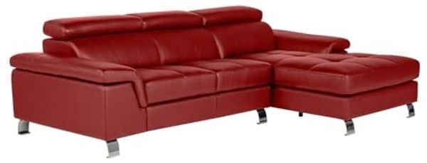 Vente-unique - MISHIMA Sofa Leder Rot - B 167 cm x H 79 cm x L 260 cm
