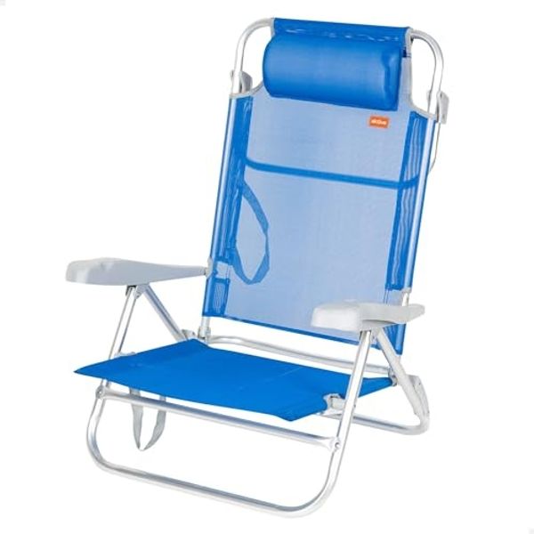 AKTIVE 62668 Klappbarer Strandstuhl, Metall Kunststoff, blau, Estándar