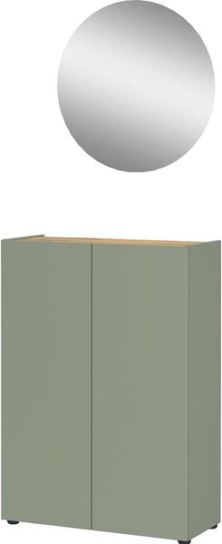Germania 2-TLG. Garderoben-Set 9050-629 GW-Alviano, in Taupegrün/Navarra-Eiche-Nb, mit grifflosem Design, 74 x 200 x 33 cm (BxHxT)