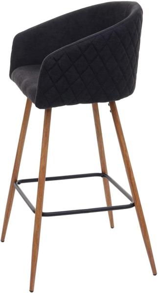 2er-Set Barhocker HWC-D72, Barstuhl Tresenhocker Küchenhocker mit Lehne, Metall Holzoptik ~ Stoff/Textil, anthrazit-grau Bild 5