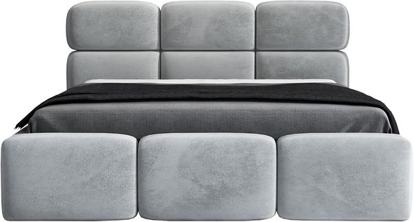 Polsterbett MAROKO 90x200 mit Matratze, Bettkasten und Lattenrost. Farbe: Silber 15 Bild 4