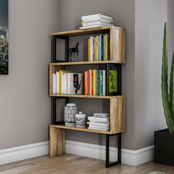 Dmora - Wezen Bücherregal, Büroregal, Bücherregal, Bibliothek, 80x22h128cm, Walnuss