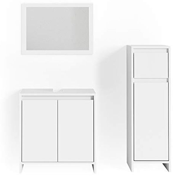 Badmöbel-Set Emma Weiß 3 Teile, mit Midischrank Vicco