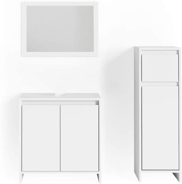 Badmöbel-Set Emma Weiß 3 Teile, mit Midischrank Vicco