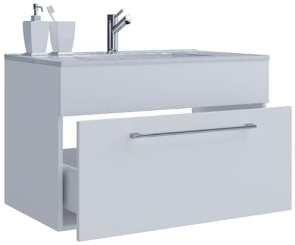 VCM Badmöbel Waschtisch Badinos 914841 Weiß H. 50 x B. 80 x T. 46 cm