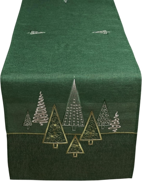 matches21 HOME & HOBBY Tischdecke 40x140 cm Tischläufer dunkelgrün edle Tannenbäume für Weihnachten (1-tlg), Ideal für Advent und Weihnachtsdeko