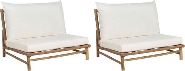 Set mit 2 Stühlen und Sitzkissen TODI Bambusholz Cremeweiß
