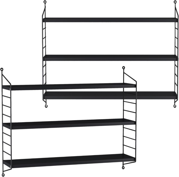 Modulares Wandregal Strängnäs 2er Set Schwarz [en. casa]