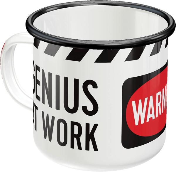 Nostalgic-Art Tasse Emaille-Becher - Achtung - Genius At Work