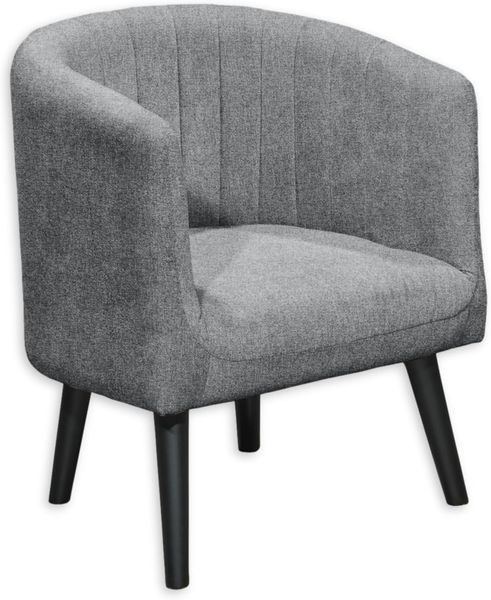 PAUL Loungesessel mit Armlehnen, Grau - Moderner Wohnzimmer Sessel gepolstert mit schwarzen Massivholz Füßen - 61 x 82 x 58 cm (B/H/T)