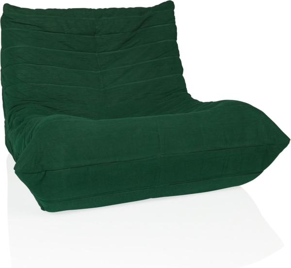 hjh LIVING Sitzsack Bodensofa mit Rückenlehne SITZOLO Bequemer Bodenstuhl Sessel für Schlafzimmer Wohnzimmer, Cord-Stoff Dunkelgrün