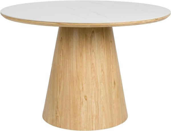 Esstisch Tisch ALMIRA rund Ø 115 cm Eiche Furnier Platte Marmoroptik