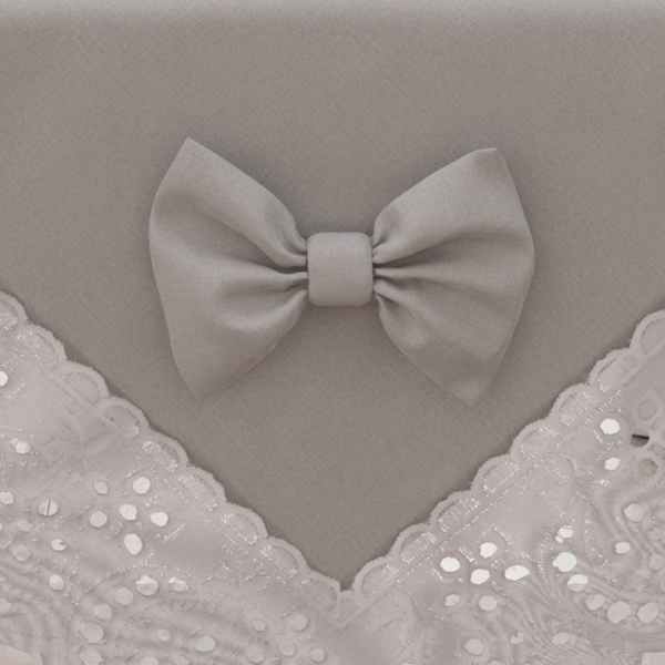 PETTI Artigiani Italiani - Elegante Mitteldecke, Tischdekoration für die Küche, unifarben mit Rüschen aus Sangallo-Spitze und Schleifen, Mittelstück aus Baumwolle, Mitteldecke 95x95 cm Bild 3