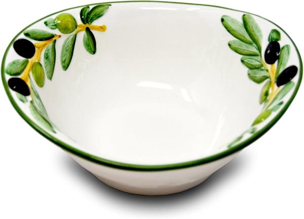 Lashuma Salatschüssel Olive, Keramik, (1-tlg), Ovale Suppenschale mit Oliven Relief Dekor 20x17 cm