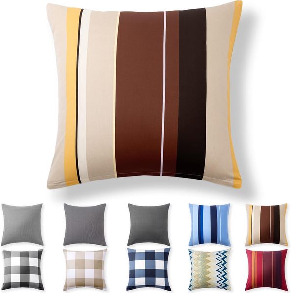 Alreya Renforcé Kissenbezug 50x50 cm - 100% Baumwolle mit YKK Reißverschluss, Superweicher Kopfkissenbezug 50x50, Kissenhülle, Beige Wellen, nur Kissenbezug