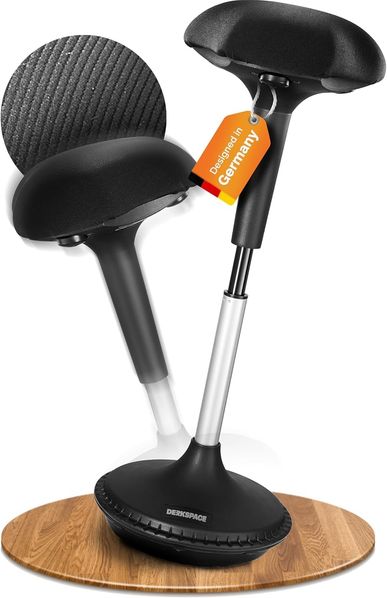 DESQUP® Ergonomischer Sitz- & Stehhocker | Höhenverstellbarer Arbeitshocker & Stehhilfe mit Wipp-, Wackel- und Kippfunktion | Bürohocker der Rücken- und Nackenschmerzen vorbeugt | 5 Jahre Garantie