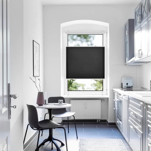 Sanfree Plissee Klemmfix Plisseerollo ohne Bohren Schwarz B60 x H130cm inkl. Klemmträger Blickdicht und lichtdurchlässig Jalousie Faltrollo Sichtschutz und Sonnenschutz Rollo für Fenster & Tür Bild 7