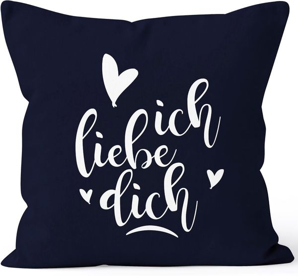 MoonWorks Dekokissen Kissenbezug Ich liebe Dich I love You Liebe Love Geschenk Frau Freundin Mann Freund Zuneigung Kissen-Hülle Deko-Kissen Baumwolle MoonWorks®