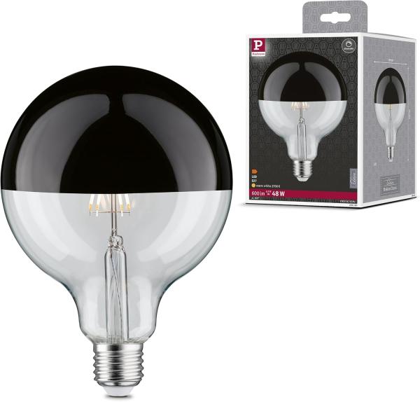 Paulmann 28680 LED Globe 6,5 Watt E27 Kopfspiegel Schwarzchrom Warmweiß dimmbar