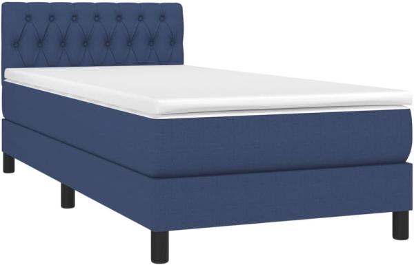 vidaXL Boxspringbett mit Matratze Blau 100x200 cm Stoff 3140279