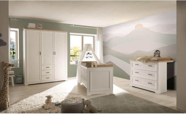 Jasmin Praktische Baby Wickelkommode inkl. Wickelaufsatz in Anderson Pinie Optik, Artisan Eiche Optik - Vielseitiger Wickeltisch im Landhausstil mit viel Stauraum - 114x94-107x82 cm (B/H/T) Bild 4