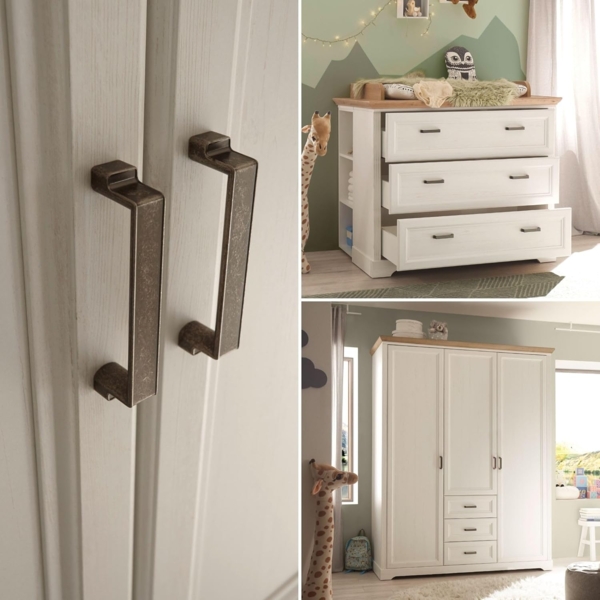 Jasmin Praktische Baby Wickelkommode inkl. Wickelaufsatz in Anderson Pinie Optik, Artisan Eiche Optik - Vielseitiger Wickeltisch im Landhausstil mit viel Stauraum - 114x94-107x82 cm (B/H/T) Bild 7