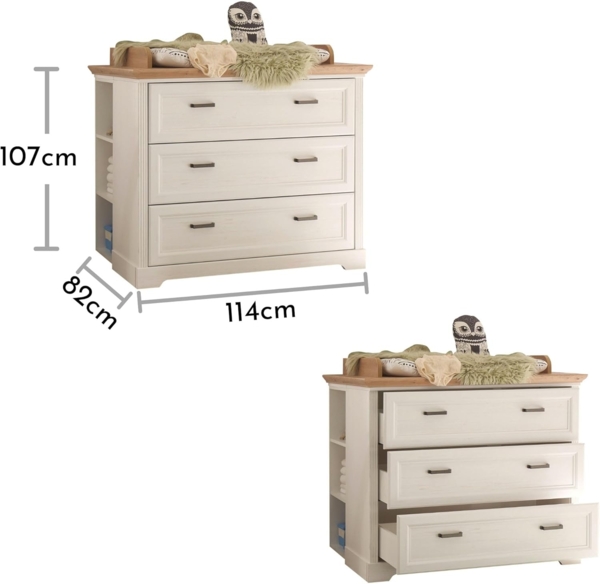 Jasmin Praktische Baby Wickelkommode inkl. Wickelaufsatz in Anderson Pinie Optik, Artisan Eiche Optik - Vielseitiger Wickeltisch im Landhausstil mit viel Stauraum - 114x94-107x82 cm (B/H/T) Bild 6