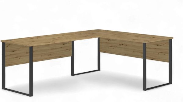 Stella Trading Amanda Eckschreibtisch in Artisan Eiche Optik - Moderner Bürotisch Computertisch in L-Form für Ihr Home-Office - 223 x 77 x 73 cm (B/H/T)