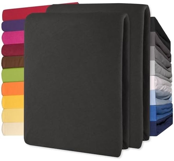 CelinaTex Jersey Spannbettlaken Lucina 140x200-160x200 cm schwarz 100% Baumwolle gekämmt bis 26cm Matratzenhöhe Spannbettbezug, Leintuch, Bettlaken, elastisch, Strech, Oeko-Tex