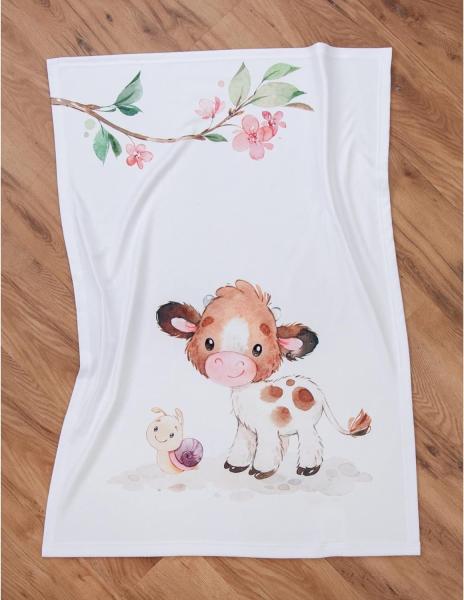 Süßes Kälbchen Soft-Peach Flauschdecke 75x100 cm Bild 3
