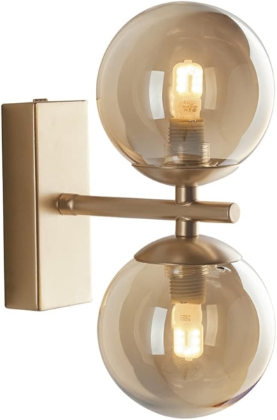 Wandleuchte NEPTUN Gold Messing & Glaskugeln, mit Schalter, Höhe 23cm