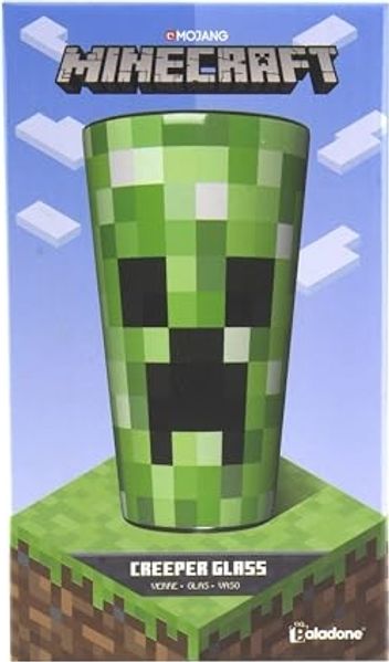 Paladone Glas Minecraft Trinkglas Creeper, 1-tlg, Offiziell lizenziertes Trinkglas
