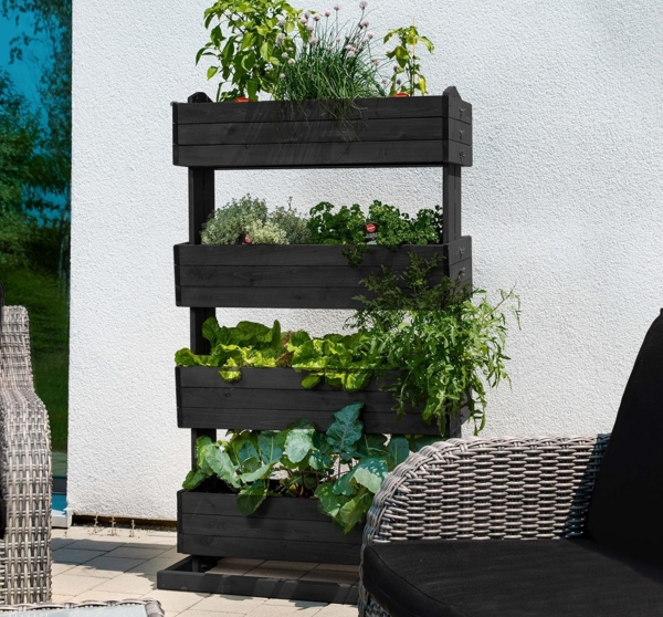 Hochbeet mit vier Kästen H145cm B50cm aus Holz anthrazit 301960207-HE Bild 5