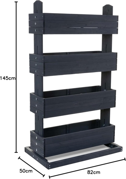 Hochbeet mit vier Kästen H145cm B50cm aus Holz anthrazit 301960207-HE Bild 7