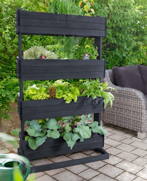 Hochbeet mit vier Kästen H145cm B50cm aus Holz anthrazit 301960207-HE Bild 6