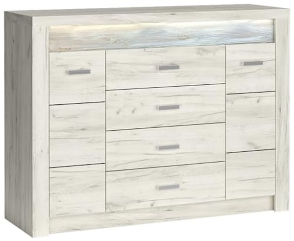 Lomadox Sideboard INGENIO-161, Kommode Anrichte Highboard Schrank Wohnzimmerschrank modern in weiß