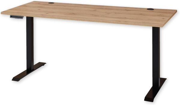 Stella Trading Schreibtisch höhenverstellbar elektrisch in Old Artisan Oak Optik FSC-Zertifiziert - Verstellbarer Bürotisch mit digitaler Höhenanzeige & Memory Funktion - 160x72-120x77 cm (B/H/T)