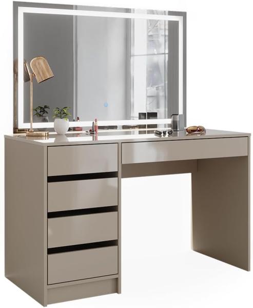 Schminktisch Sherry Greige Hochglanz 120 cm mit LED-Spiegel Vicco Bild 7